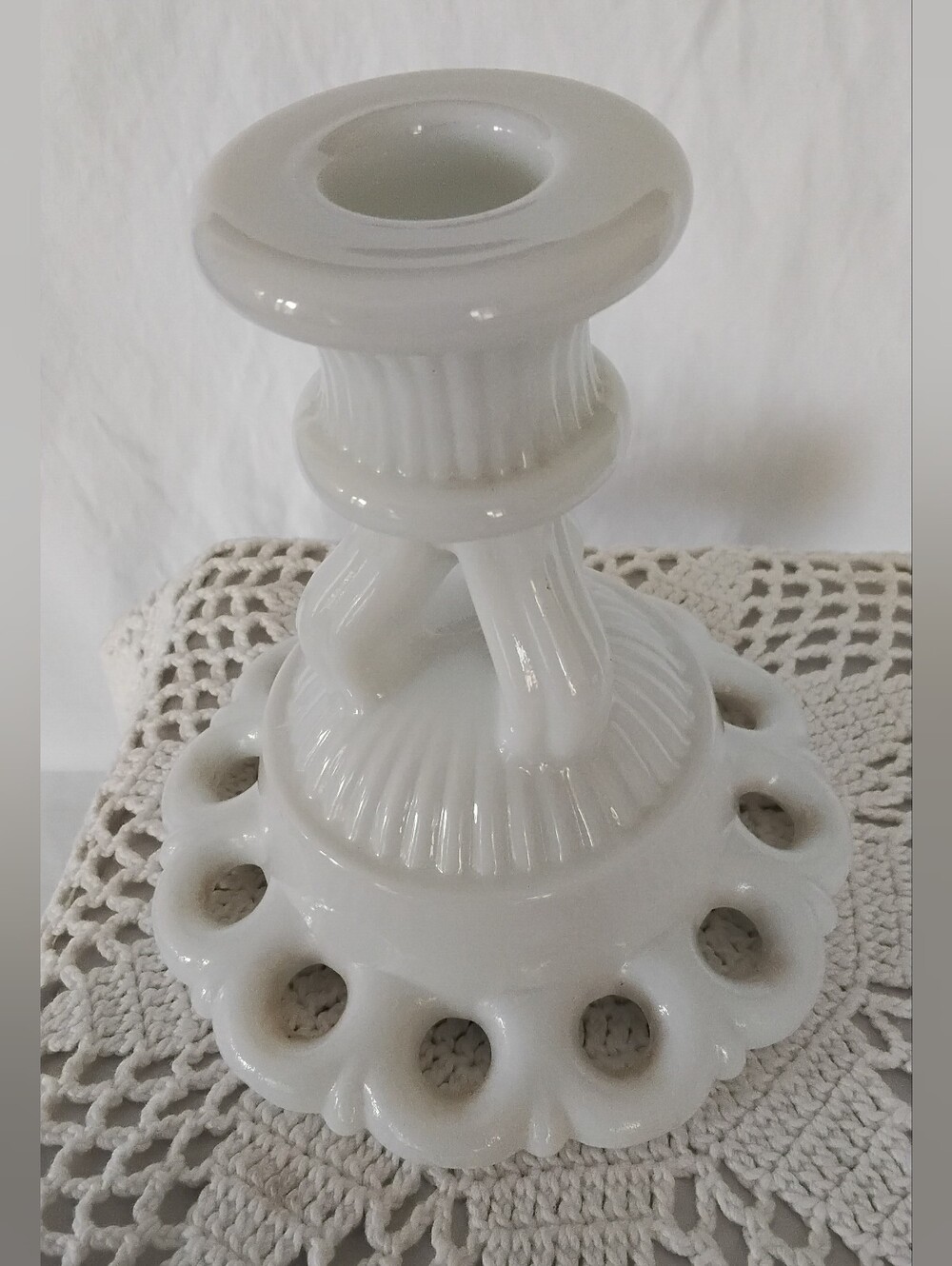 Vintage Westmoreland White Milk Glass Candlestick Holder